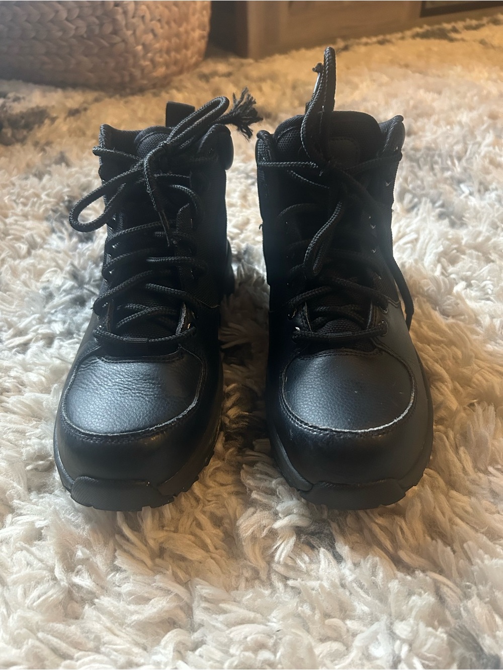 Nike Kids Black Lace-Up High-Top Boots